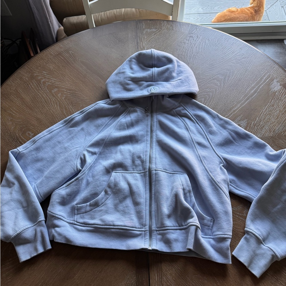 Light blue cropped zip up lululemon scuba